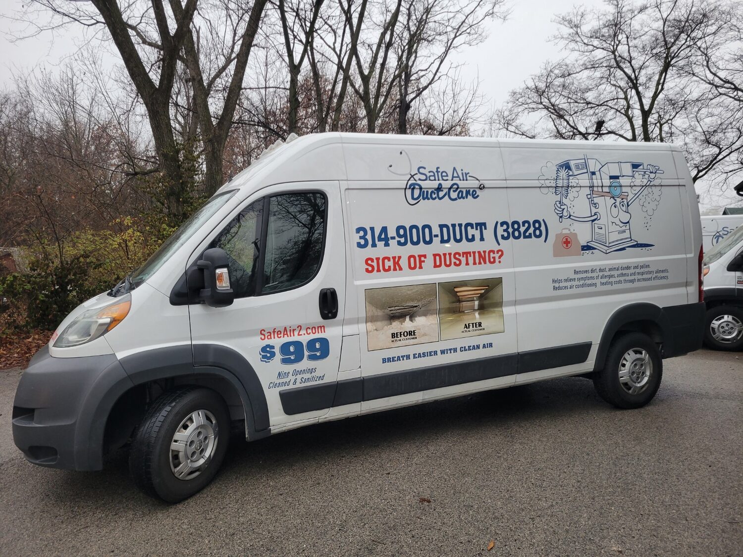 A SafeAir Duct Care service van that comes to homes across the St. Louis metro